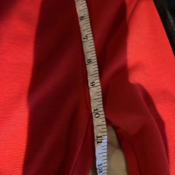 Fashion Story red black  vegan leather patch sides leggings Sz L - Picture 5 of 10